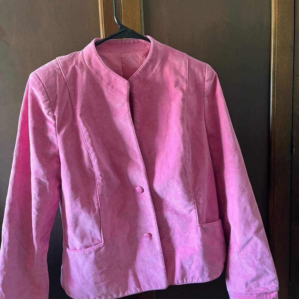 Women's Pink Ultrasuede Fabric Brand Jacket